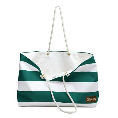 Weekender Tote Bag - Turquoise/White Stripes