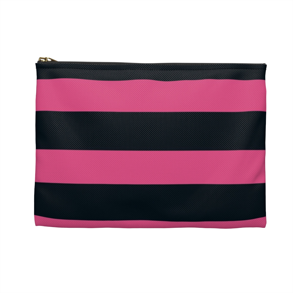 Flat Zipper Pouch - Hot Pink/Navy Stripes
