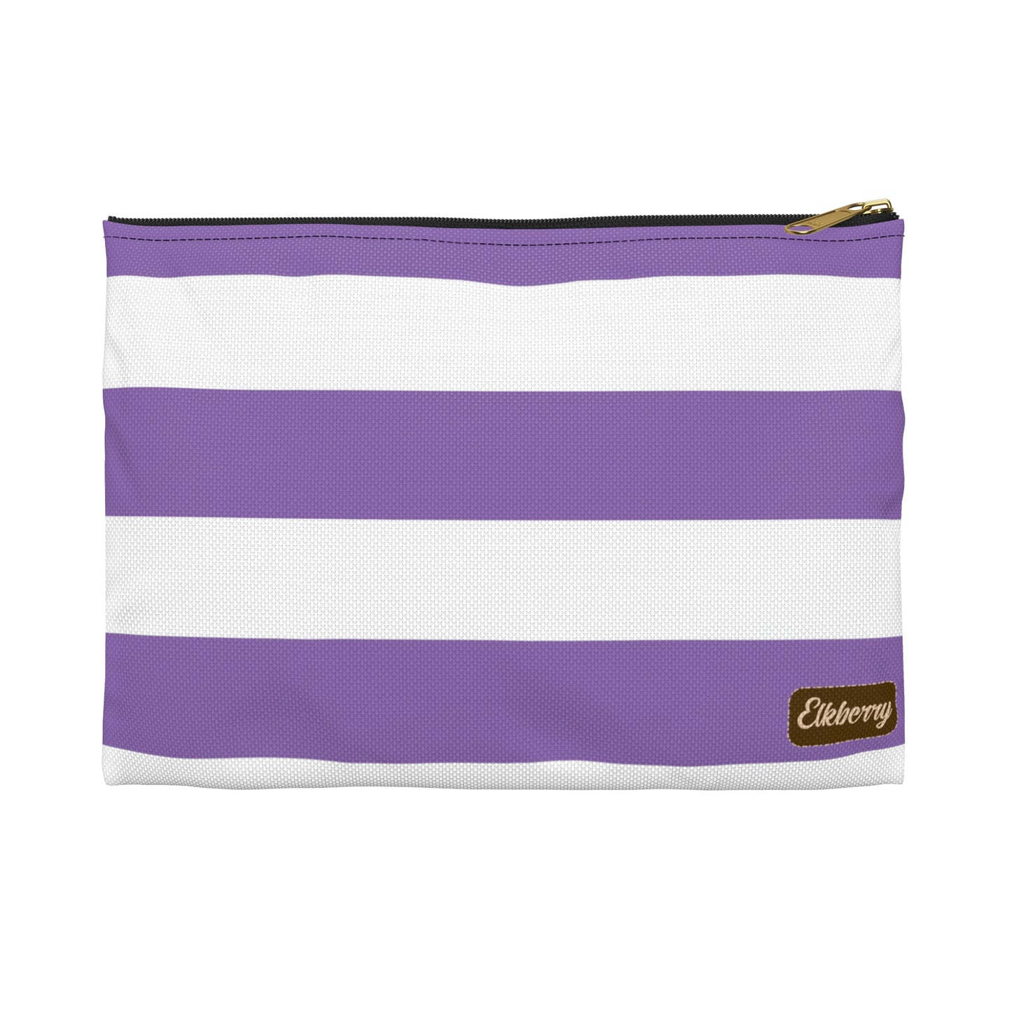 Flat Zipper Pouch - Lilac/White Stripes
