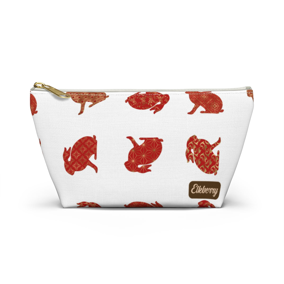 Big Bottom Zipper Pouch - Rabbit Silhouette