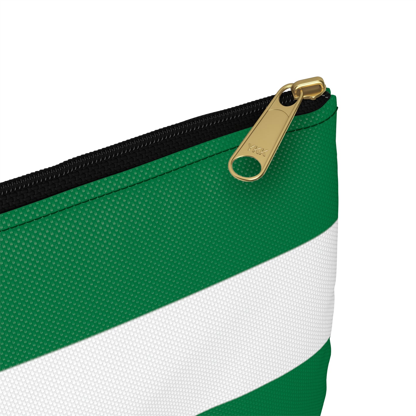 Flat Zipper Pouch - Kelly Green/White Stripes
