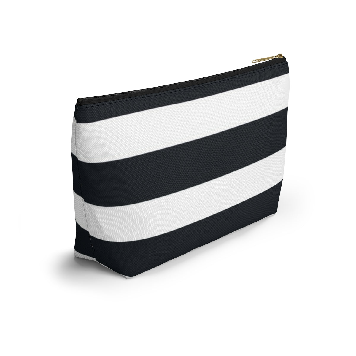 Big Bottom Zipper Pouch - Navy/White Stripes