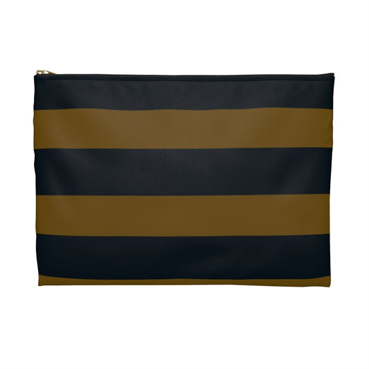 Flat Zipper Pouch - Mustard/Navy Stripes