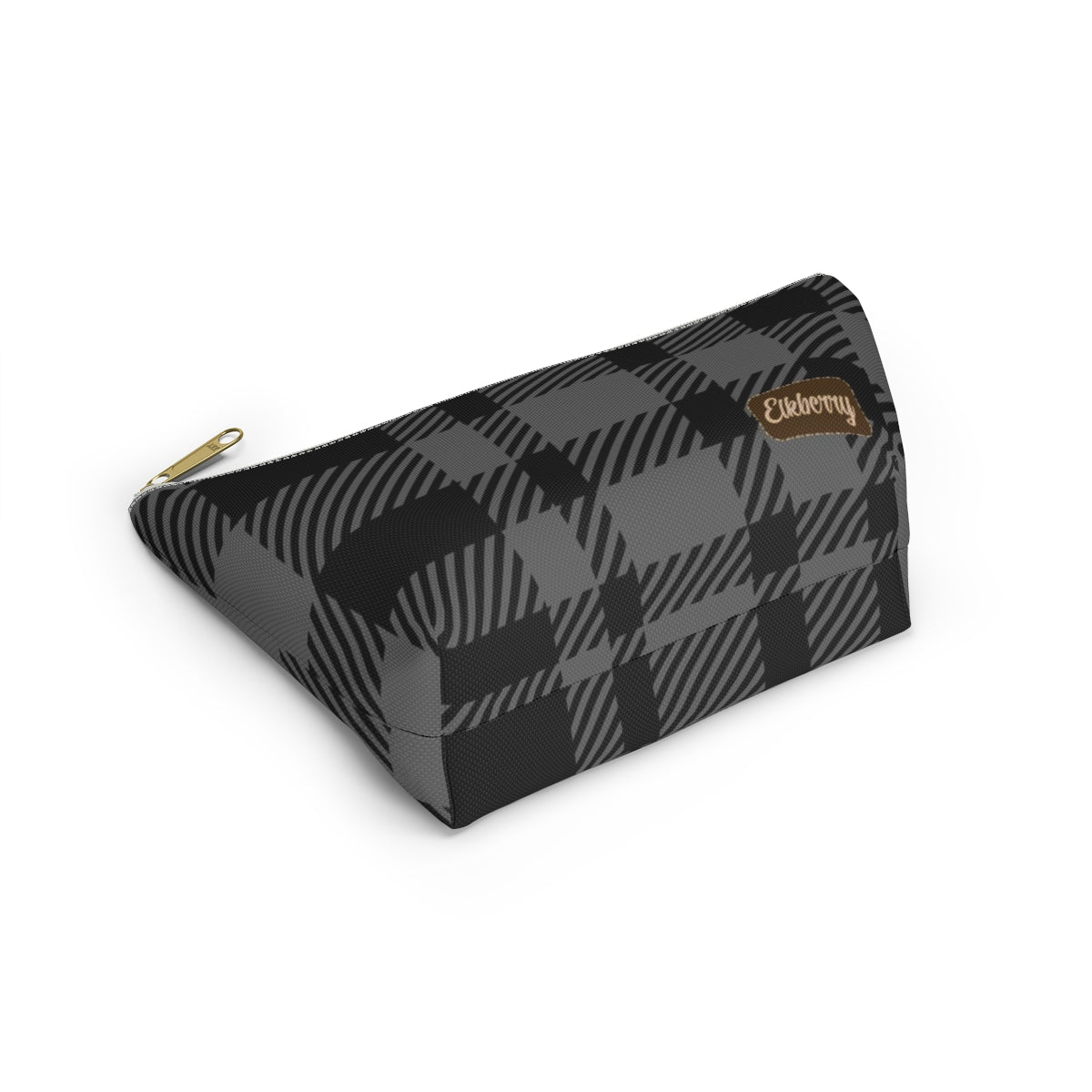 Big Bottom Zipper Pouch - Gray Buffalo Check, Gray Plaid