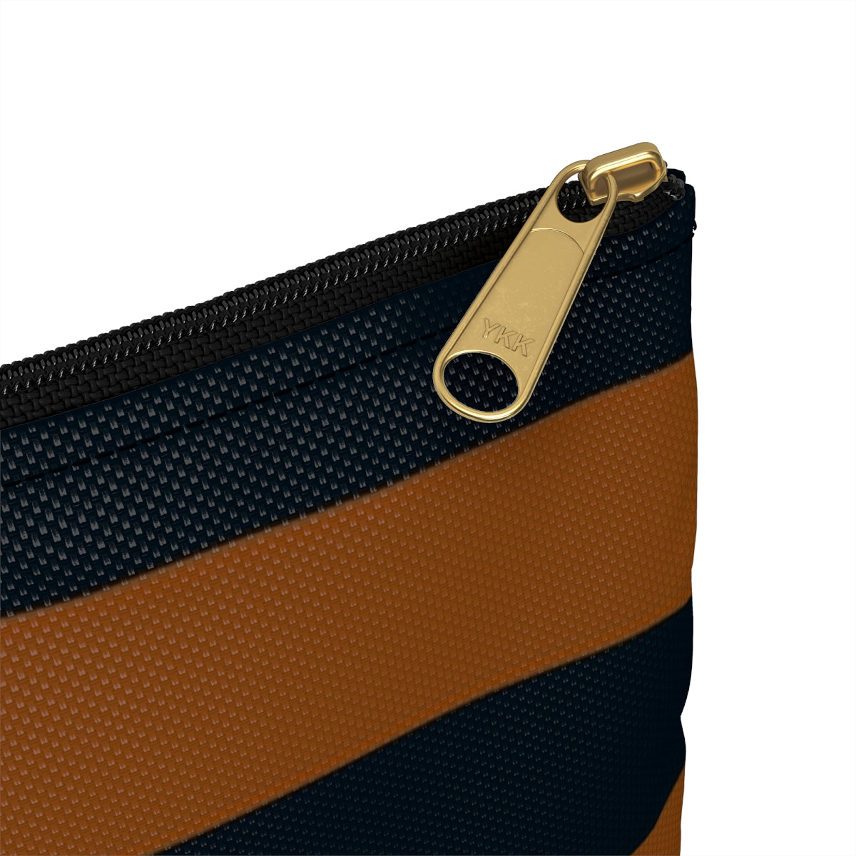 Flat Zipper Pouch - Pumpkin/Navy Stripes
