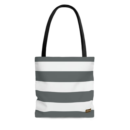 Lightweight Tote Bag - Charcoal Gray/White Stripes