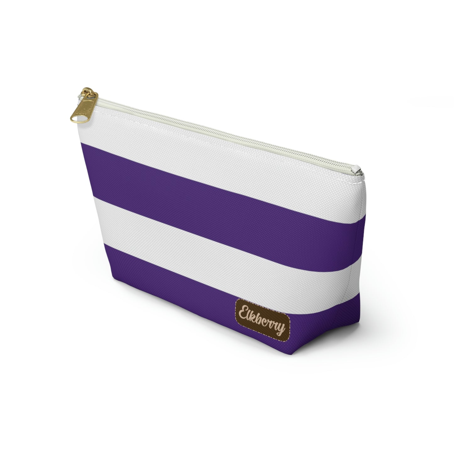 Big Bottom Zipper Pouch - Purple/White Stripes