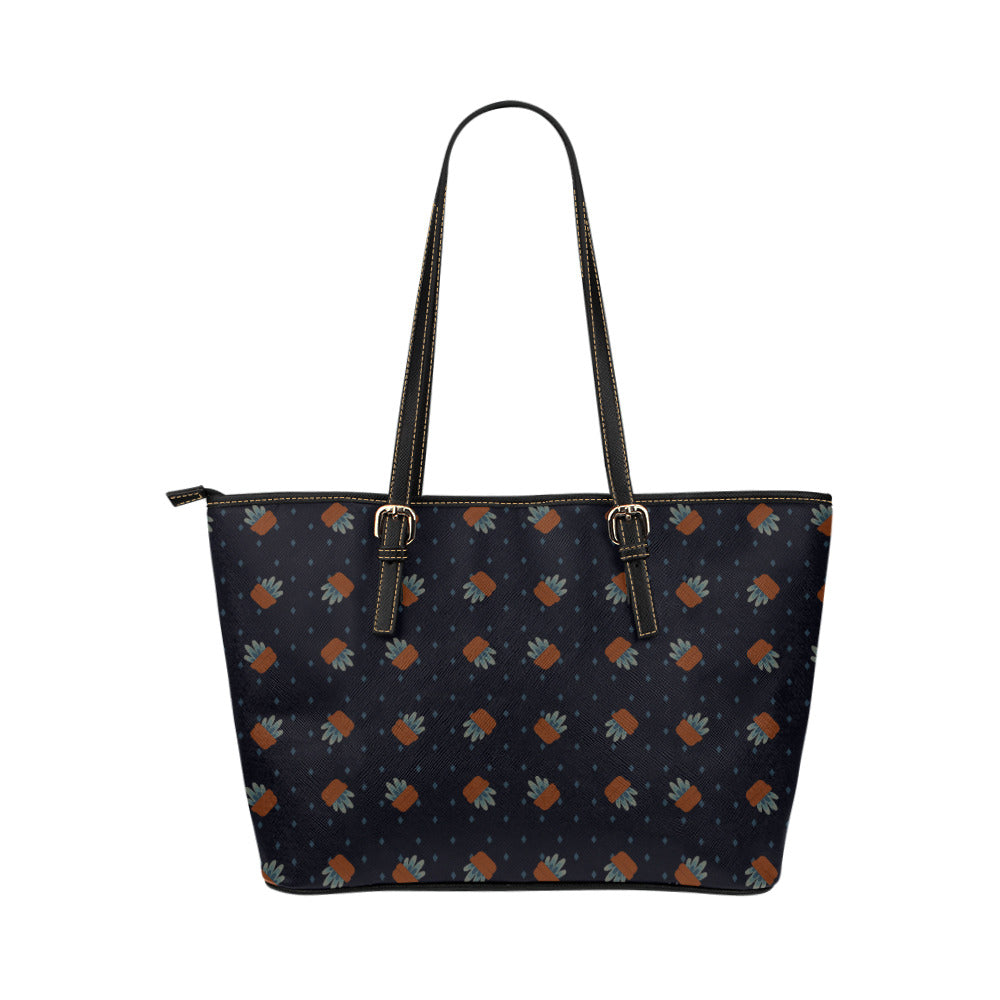 Little Planties Vegan Leather Zipper Tote Handbag (Large)