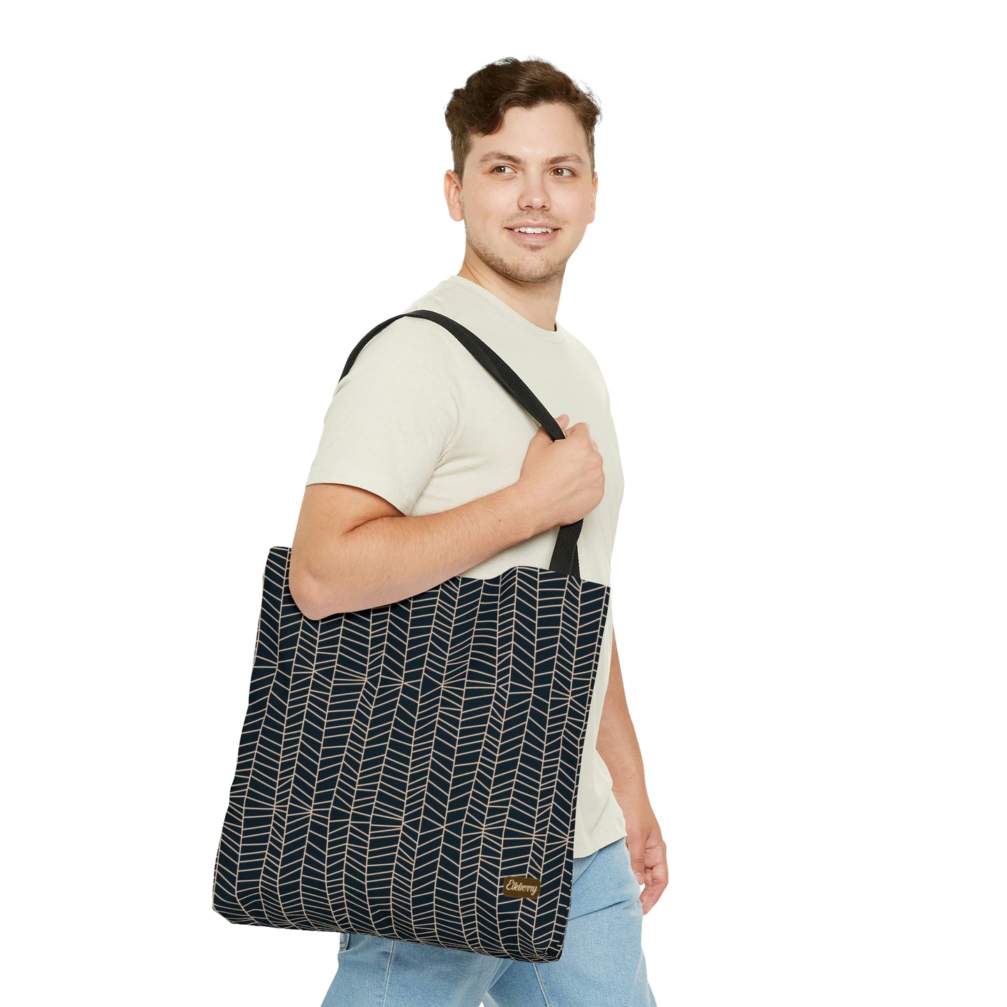 Lightweight Tote Bag - Herringbone in Navy