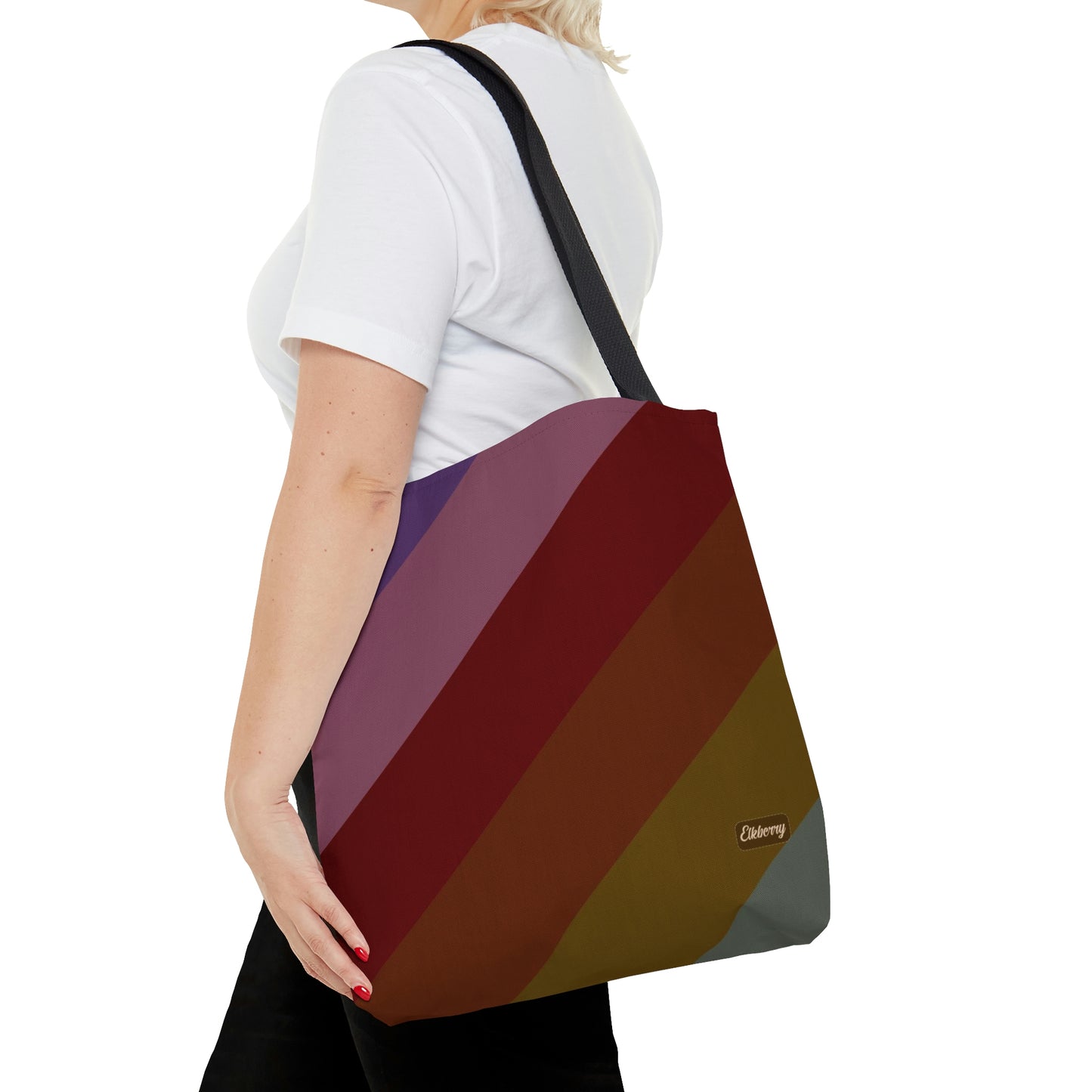 Lightweight Tote Bag - Jewel Tone Rainbow, Diagonal