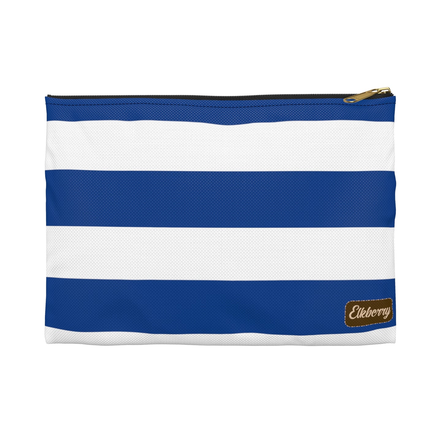 Flat Zipper Pouch - True Blue/White Stripes