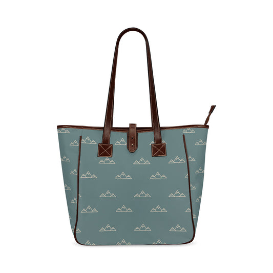 Mountains - Teal Classic Tote Handbag