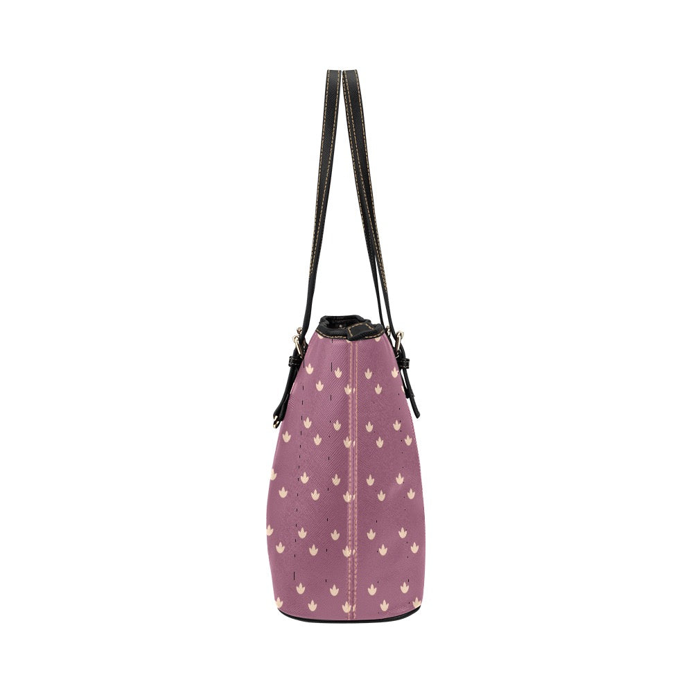 Lotus - Dusty Rose Vegan Leather Zipper Tote Handbag (Large)