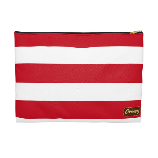Flat Zipper Pouch - Red/White Stripes