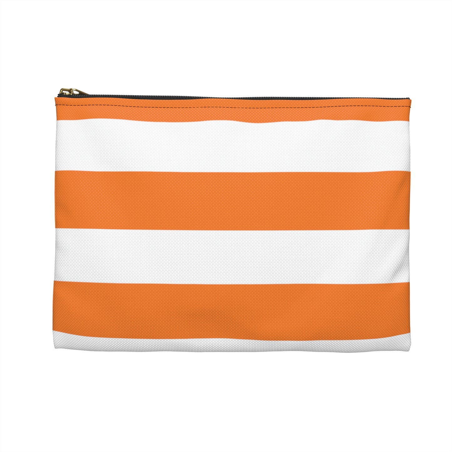 Flat Zipper Pouch - Orange/White Stripes