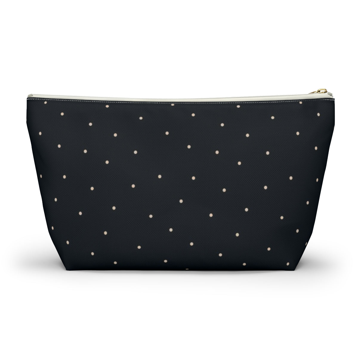 Big Bottom Zipper Pouch - Dots on Navy