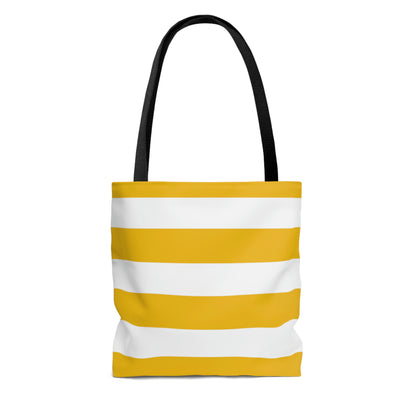 Lightweight Tote Bag - Lemon Yellow/White Stripes