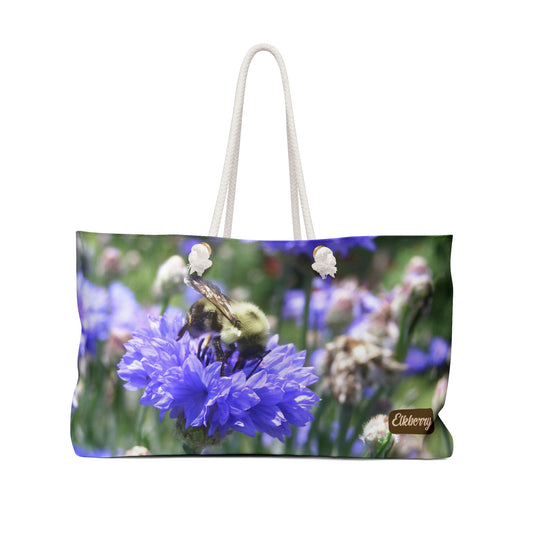 Weekender Tote Bag - Bee on Bachelor's Button
