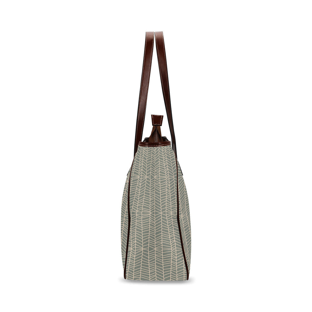 Herringbone - Sage Classic Tote Handbag
