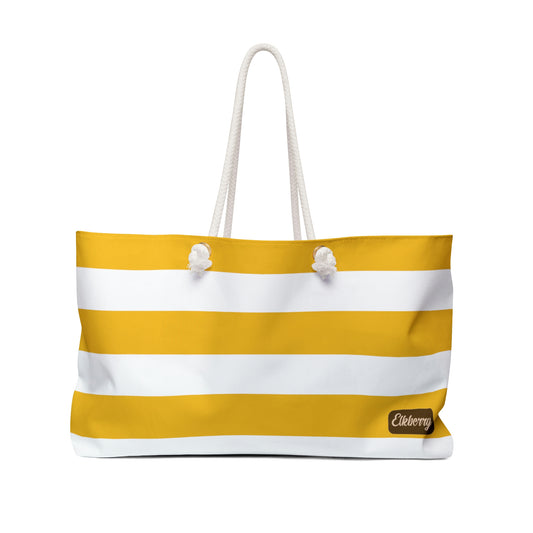 Weekender Tote Bag - Lemon Yellow/White Stripes