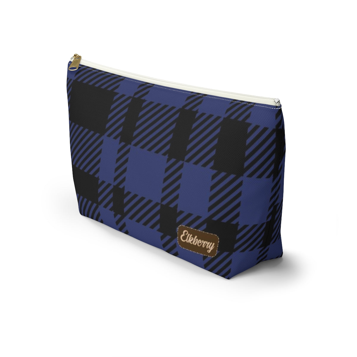 Big Bottom Zipper Pouch - Blue Buffalo Check, Blue Plaid