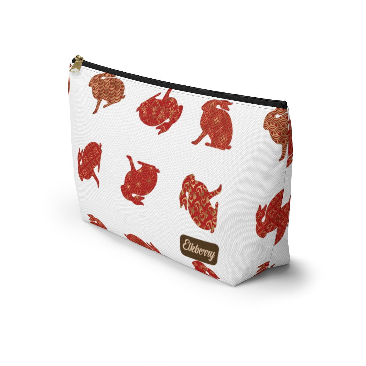 Big Bottom Zipper Pouch - Rabbit Silhouette