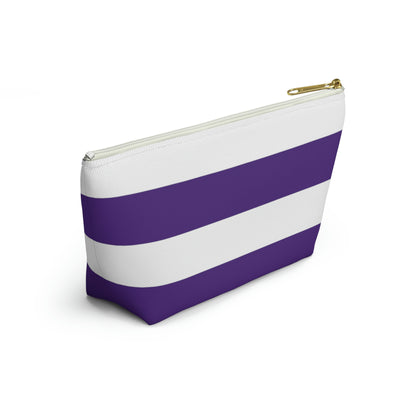 Big Bottom Zipper Pouch - Purple/White Stripes