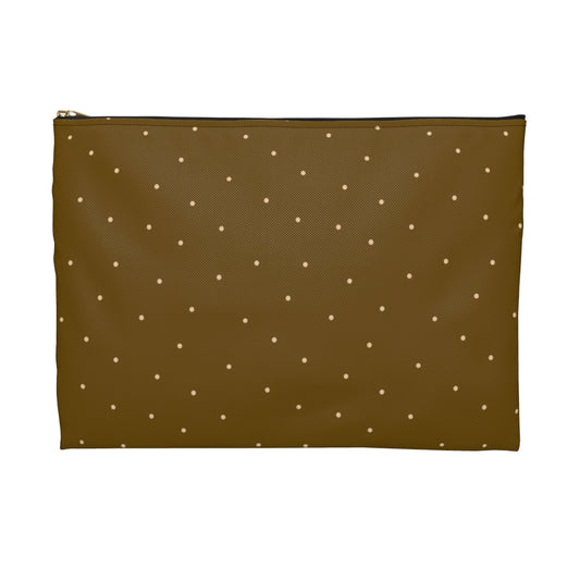 Flat Zipper Pouch - Dots on Mustard