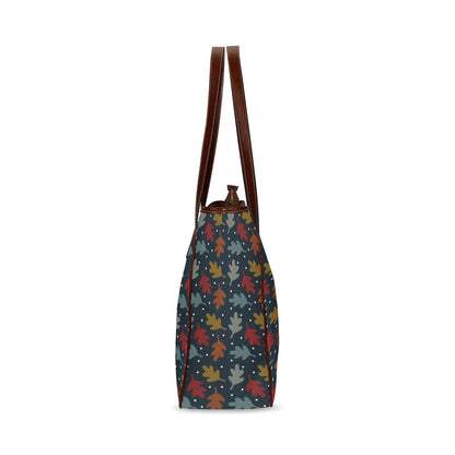 Fall Leaves - Navy Classic Tote Handbag
