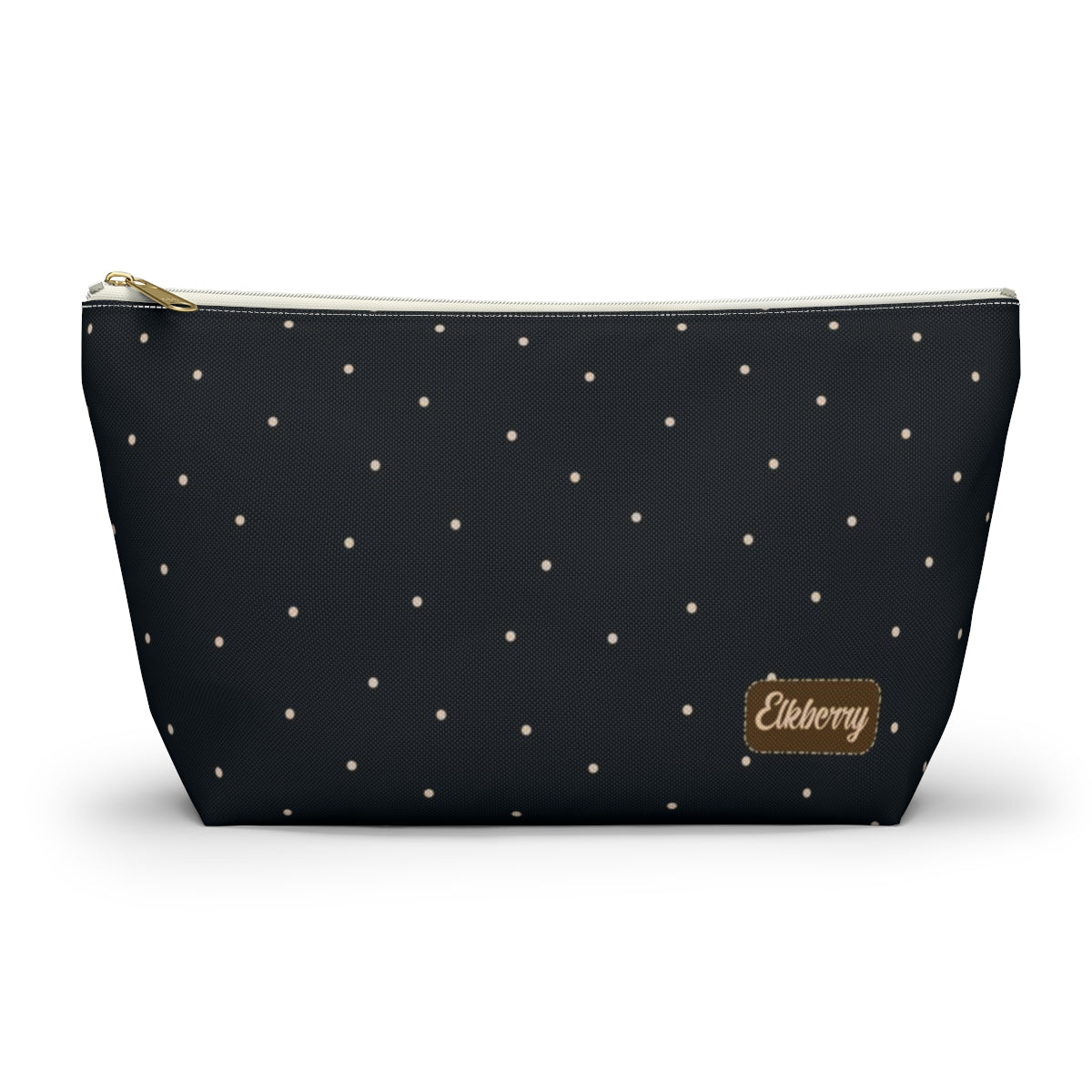 Big Bottom Zipper Pouch - Dots on Navy