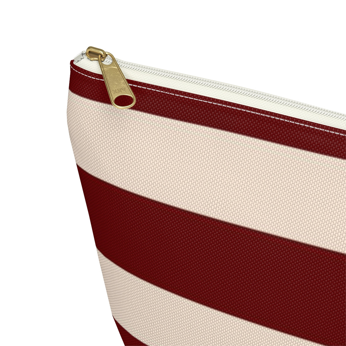 Big Bottom Zipper Pouch - Berry/Cream Stripes