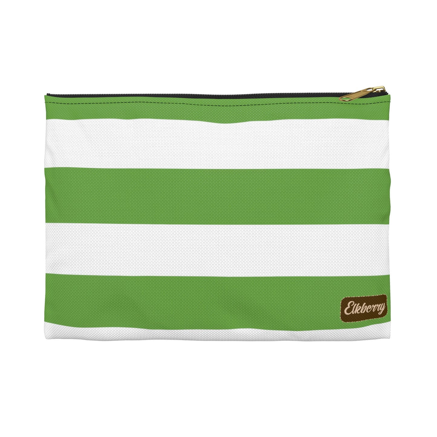 Flat Zipper Pouch - Lime Green/White Stripes