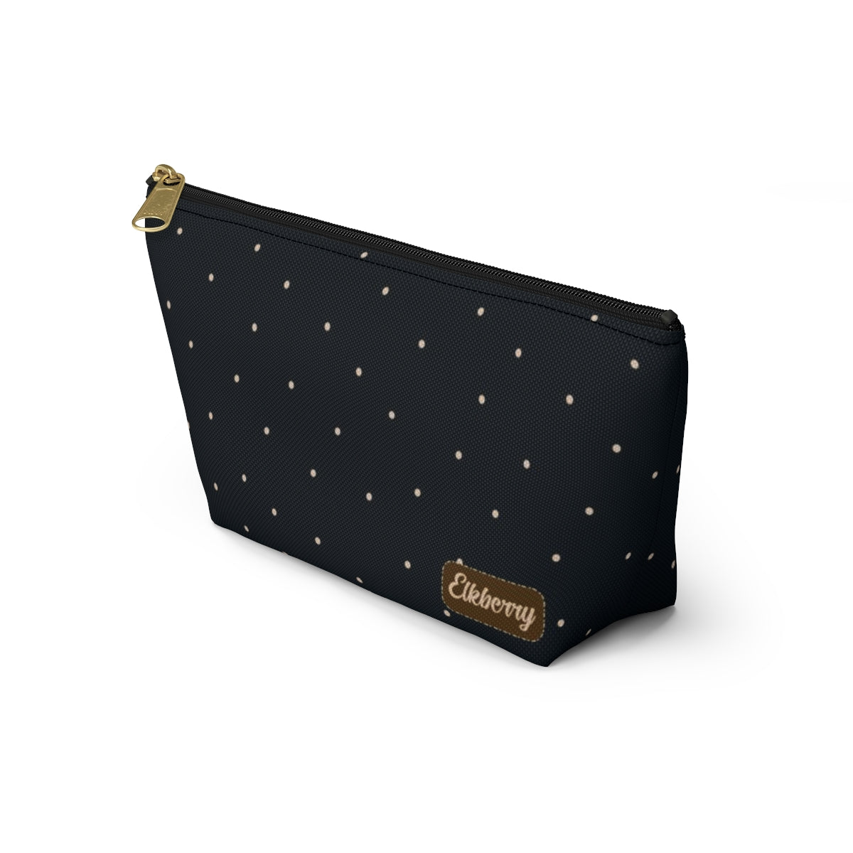 Big Bottom Zipper Pouch - Dots on Navy