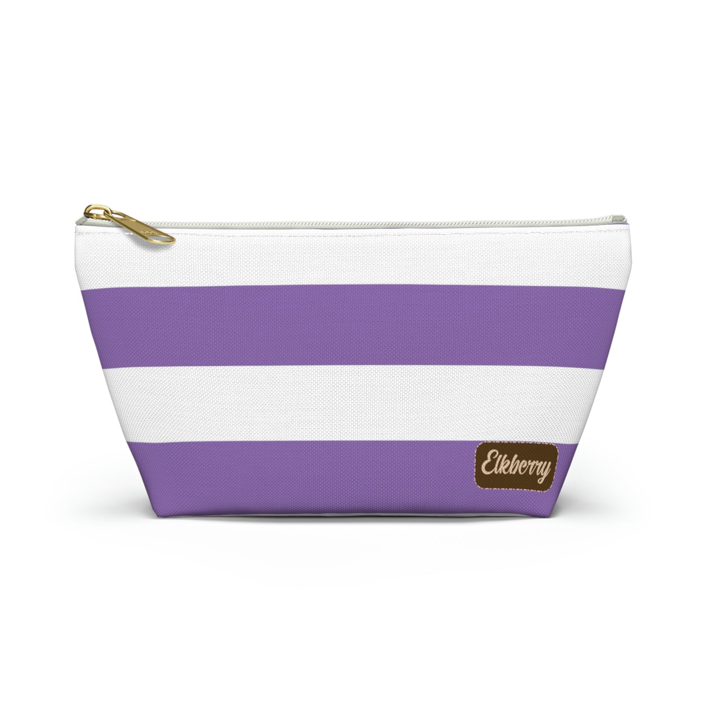 Big Bottom Zipper Pouch - Lilac/White Stripes