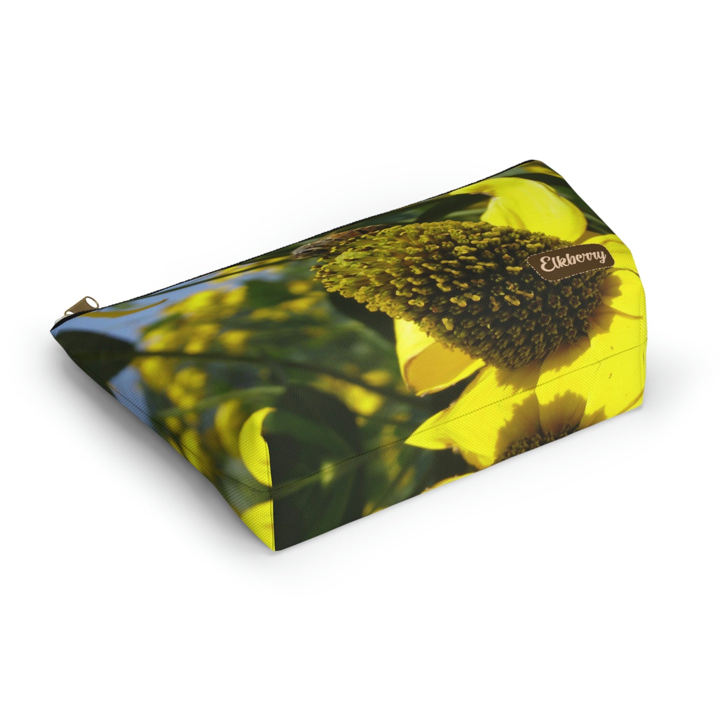 Big Bottom Zipper Pouch - Bee on Yellow Coneflower