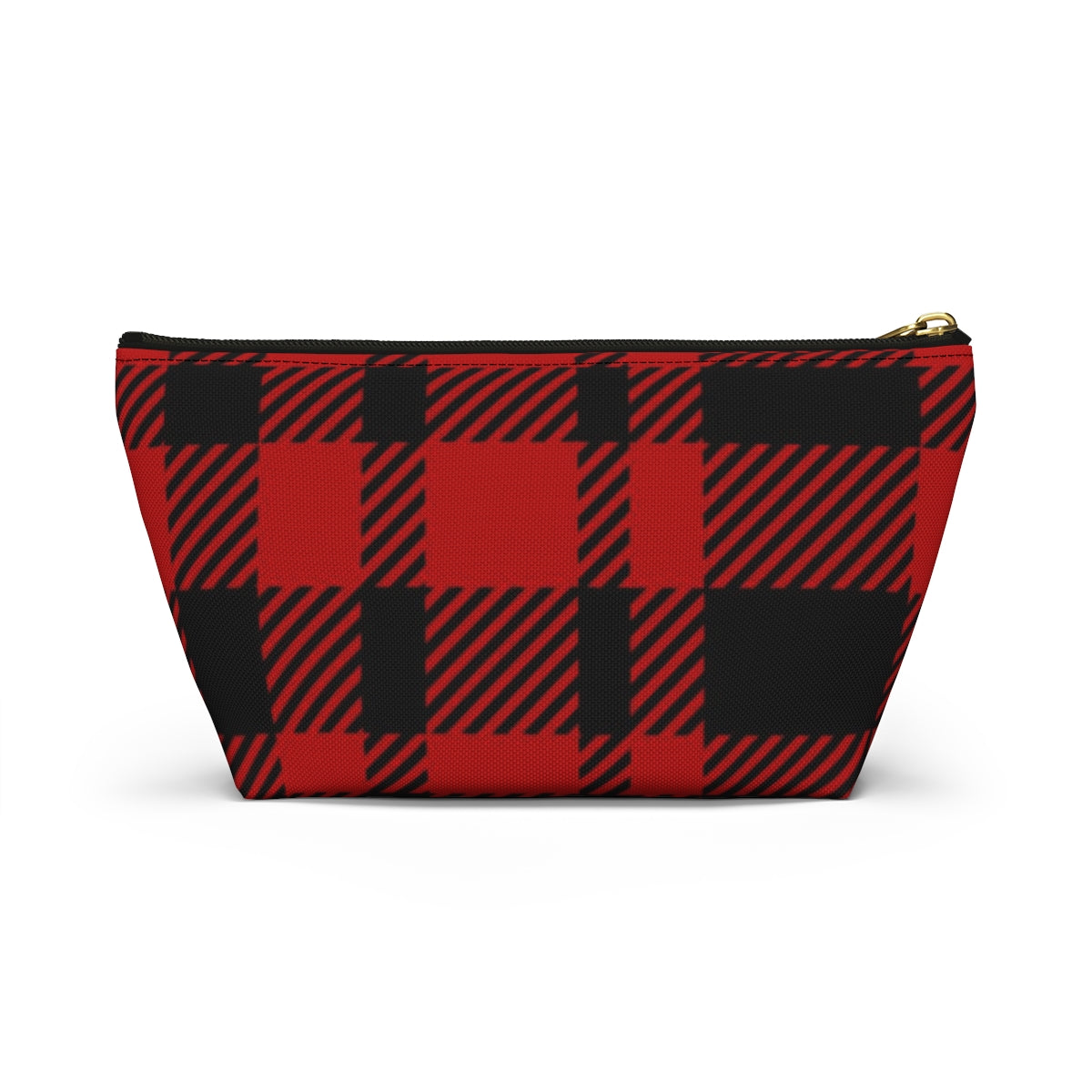 Big Bottom Zipper Pouch - Red Buffalo Check, Red Plaid