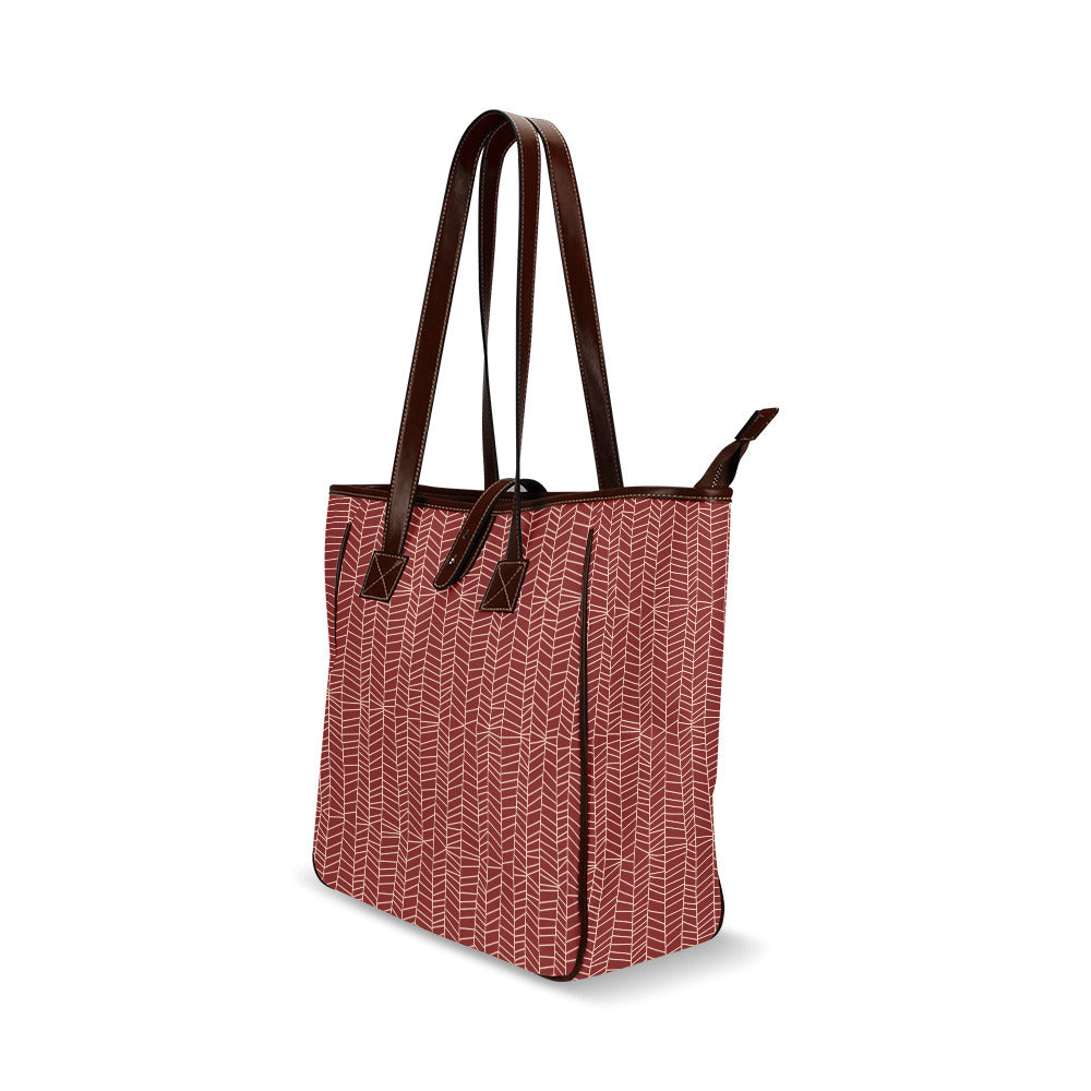 Herringbone - Berry Classic Tote Handbag