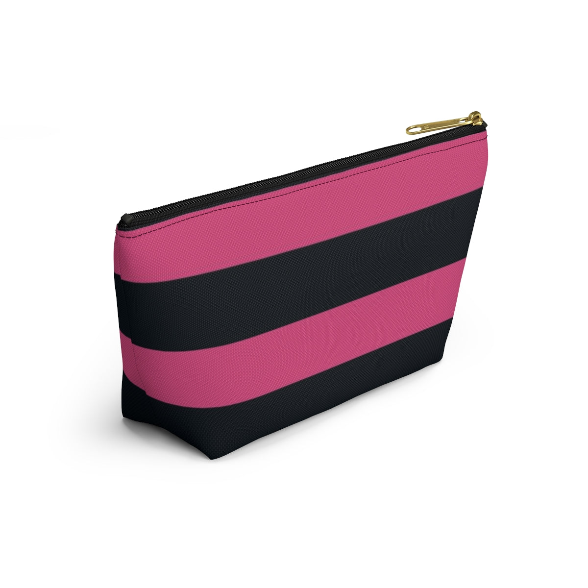 Big Bottom Zipper Pouch - Hot Pink/Navy Stripes