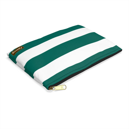Flat Zipper Pouch - Turquoise/White Stripes
