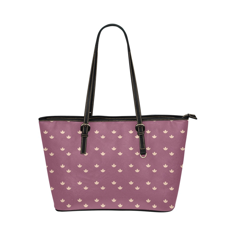Lotus - Dusty Rose Vegan Leather Zipper Tote Handbag (Large)