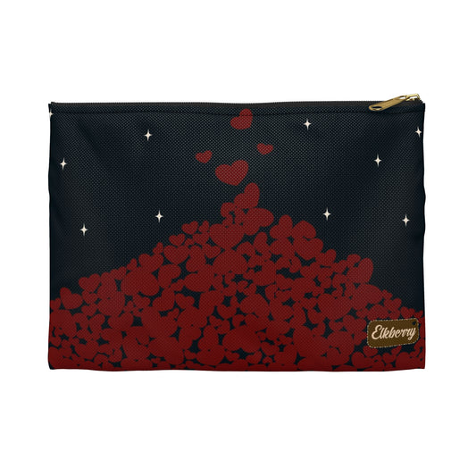 Flat Zipper Pouch - Pile of Hearts on Navy