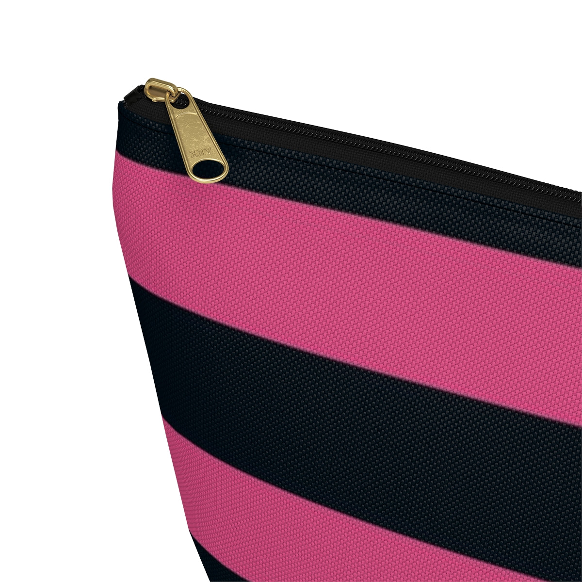 Big Bottom Zipper Pouch - Hot Pink/Navy Stripes