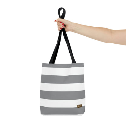Lightweight Tote Bag - Ash Gray/White Stripes