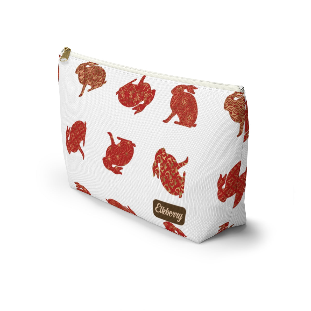 Big Bottom Zipper Pouch - Rabbit Silhouette