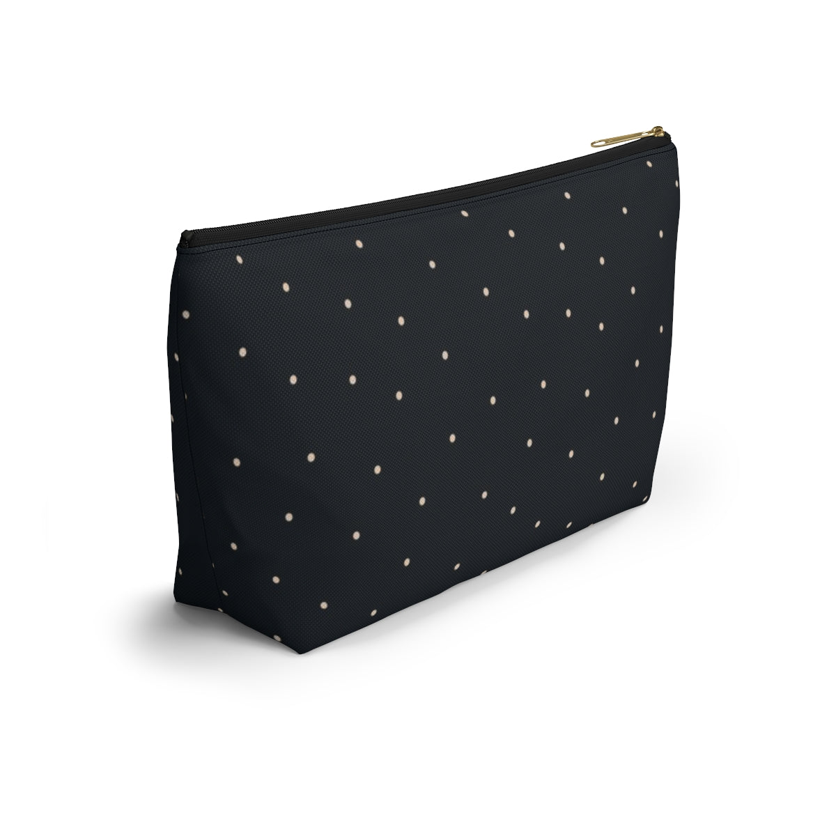 Big Bottom Zipper Pouch - Dots on Navy