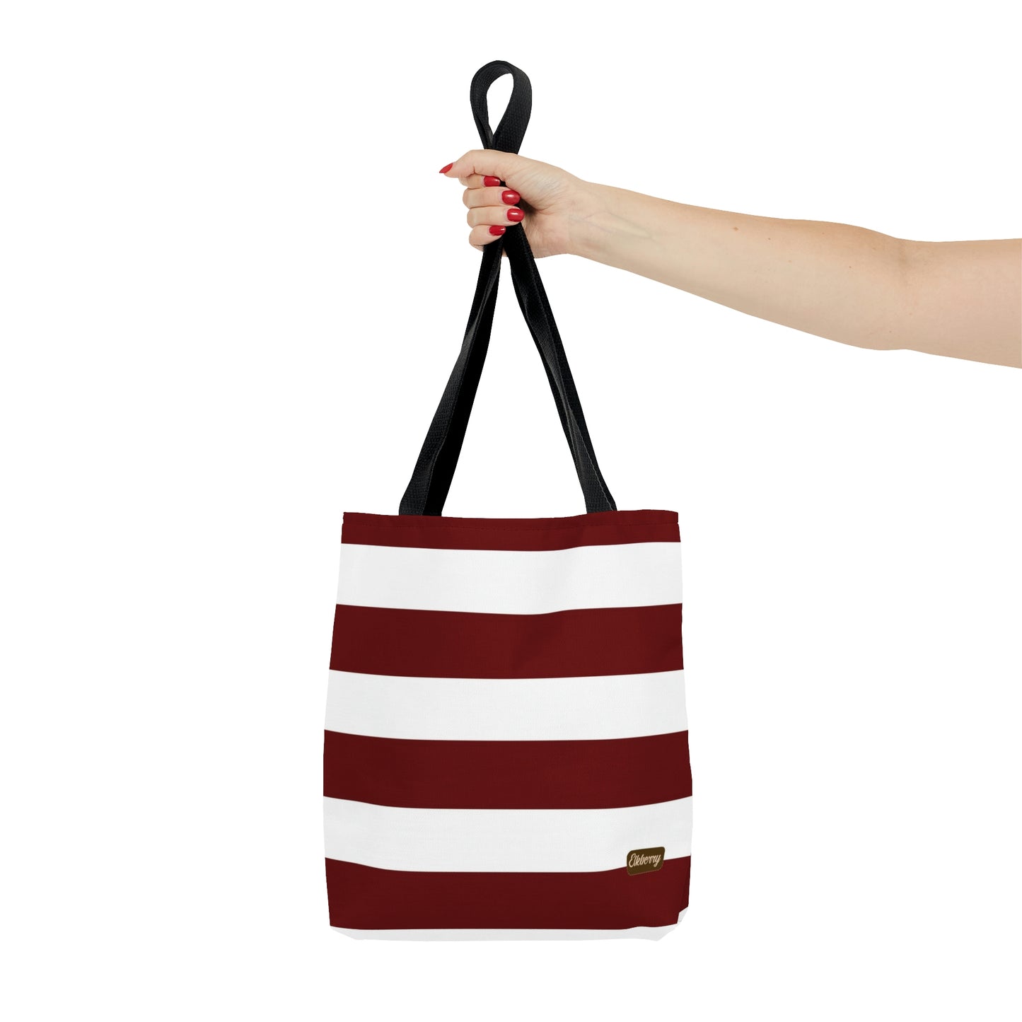 Lightweight Tote Bag - Berry/White Stripes