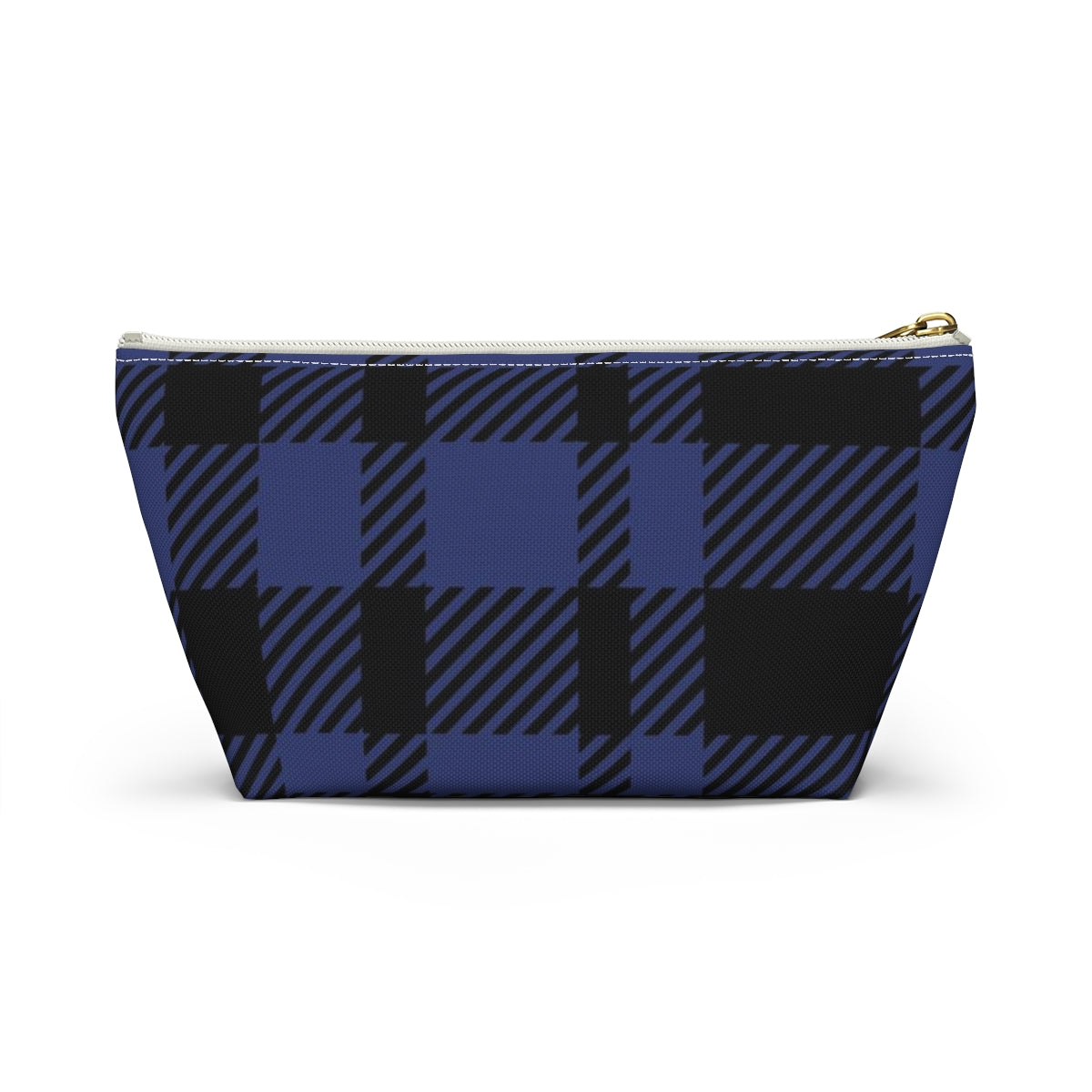 Big Bottom Zipper Pouch - Blue Buffalo Check, Blue Plaid