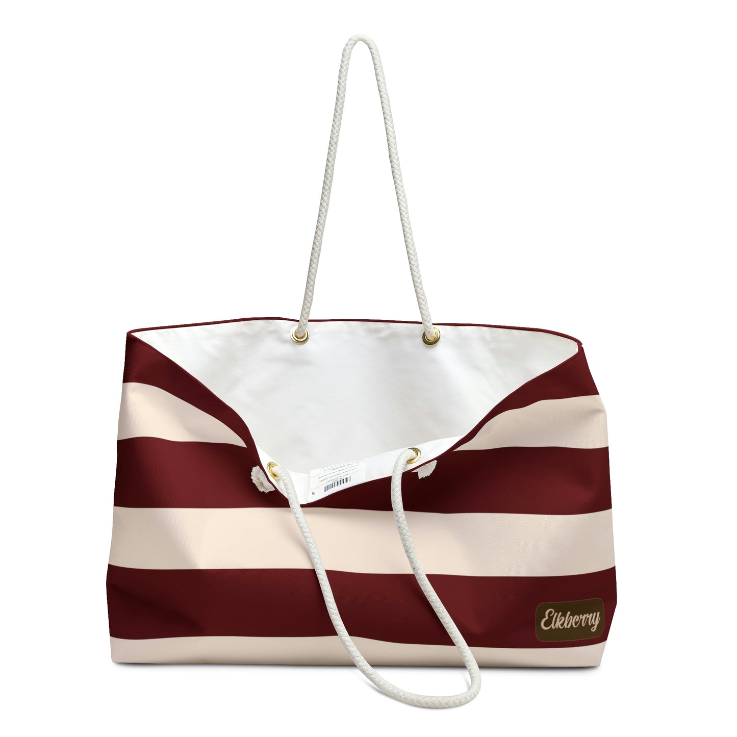 Weekender Tote Bag - Berry/Cream Stripes