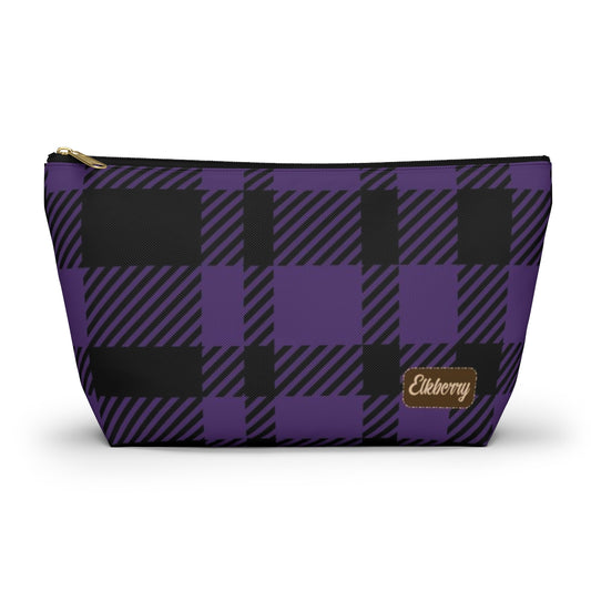 Big Bottom Zipper Pouch - Purple Buffalo Check, Purple Plaid