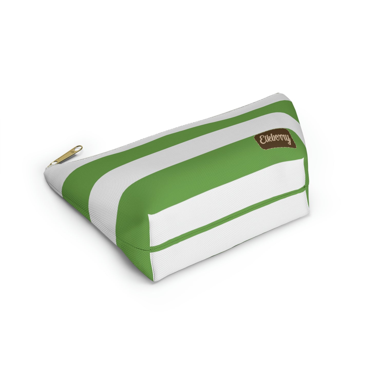 Big Bottom Zipper Pouch - Lime Green/White Stripes